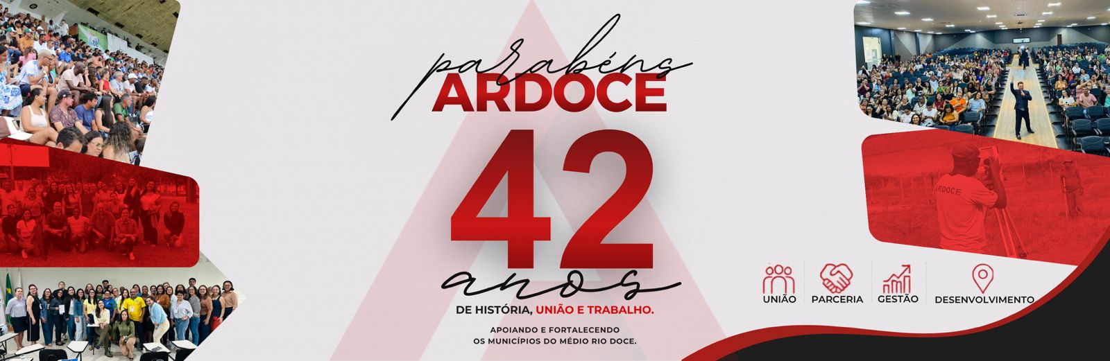 Parabéns ARDOCE — 42 anos de história, união e trabalho, apoiando e fortalecendo os municípios do Médio Rio Doce